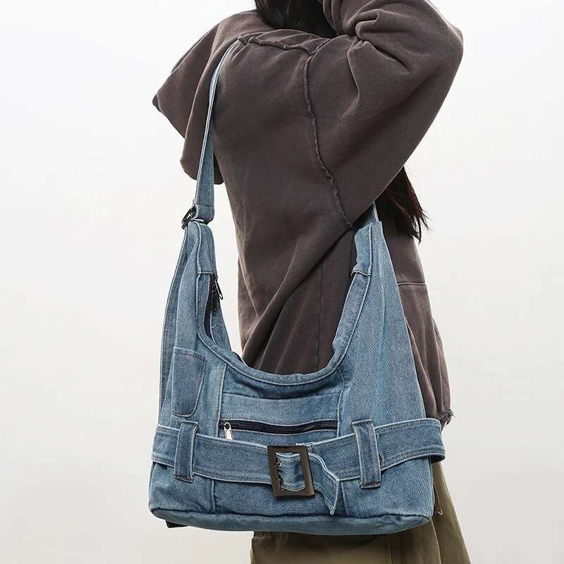 Designer Denim Shoulder Women Fashion Canvas Female 100% Cotton Casual Totes New In 2025 Vintage Cloth Crossbody Bags