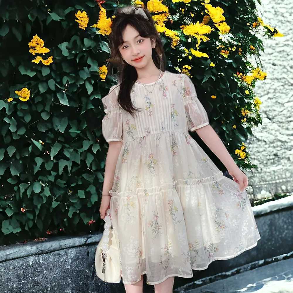 Summer clothing for babies children floral dresses for girls princess dresses floral short sleeved children Lolita clothing for children aged 6 8 10 1
