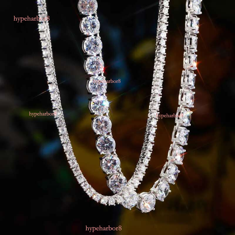 Hotsale Vvs White Tennis Moissanite Chain Bracelet Women Custom Real Dia Gold 3mm Sterg Sier Hip Hop Necklace
