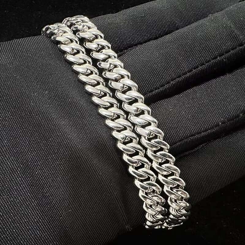 8mm Iced Out VVS Moissanite Cuban Link Chain Men and Women S925 Silver Hip Hop Jewelry Diamond Test Necklace