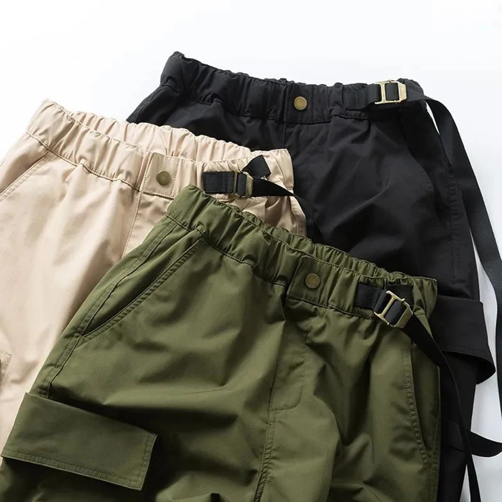 Mens Fashion Solid Color Y2k Trouser Summer Loose Leisure Outdoor Function Trouser Mens Multi Pocket Work Trouser 250324