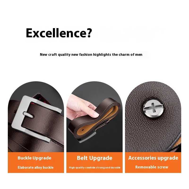 OYYifAN Mens Genuine Leather Strap - High quality denim leather clip buckle strap with alloy buckle premium mens denim strap W250326
