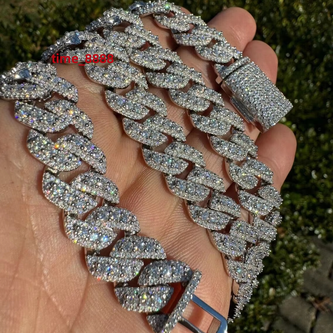 MOISSANITE 925 Sterling Silver Miami Cuban Link Chain Rounded Prong Vintage 10mm 14mm 16 30 Lengths Passes Fine Necklaces