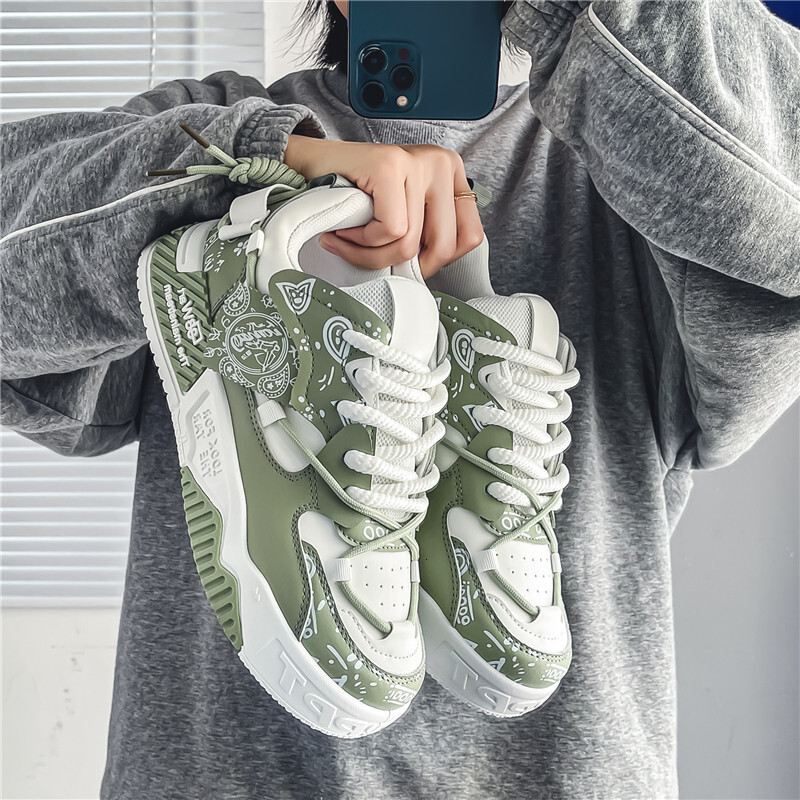 New Trend Designer Shoes For Men In Summer Internet Famous Thick Soled Versatile Breathable Sports Board Shoes Casual Teenage Height Increasing Niche 
