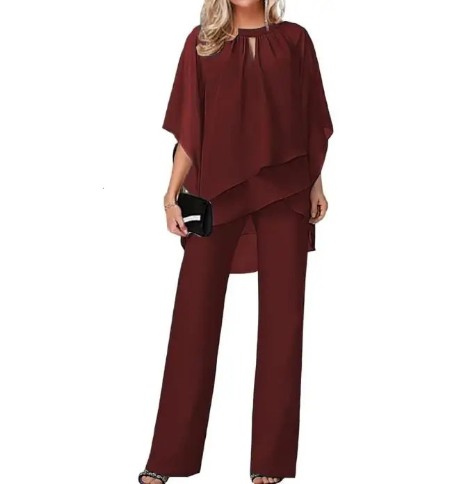 Womens suit trend fashion casual irregular bat sleeve toppants two-piece set womens two-piece set 250321