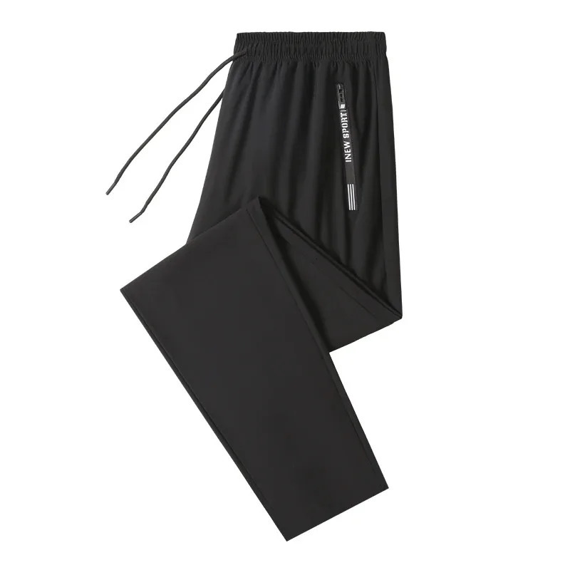 Ice silk mens summer ultrathin sports pants quick drying straight leg wide casual 250326