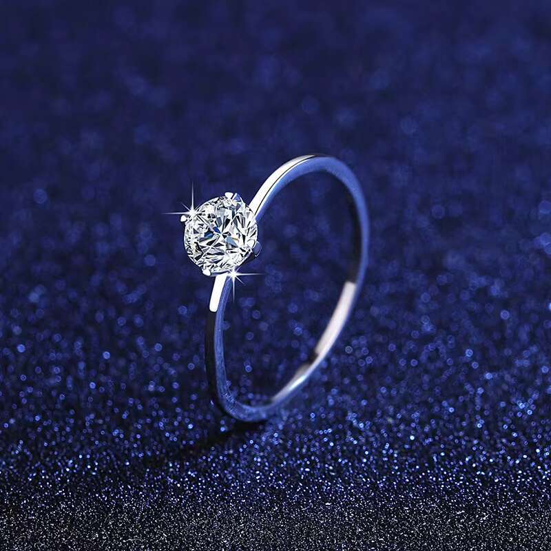 Womens 0.5 CT Moissanite 925 Sterling Silver Engagement Rings