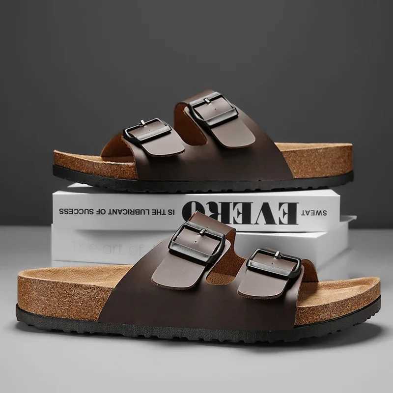 2024 new leather cork Herringbe mens and couples slippers summer M ller slippers Fi casual beach sandalsXJ250326