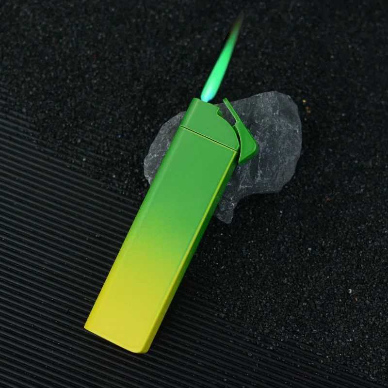 Mini Cigarette Lighter Windproof Green Jet Flame Torch Lighter Inflatable Butane Gas Smoking Accessories Pocket Lighter Z250806