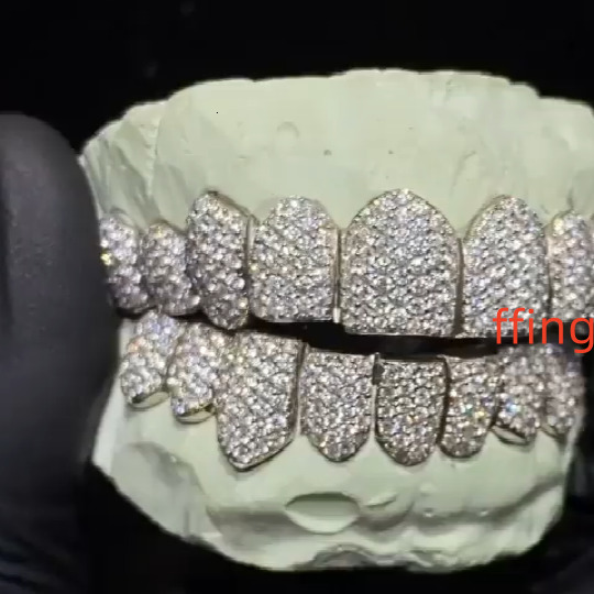 New Arrival Grillz Teeth Custom 8 Top 8 Bottom Moissanite Iced Bling Grills Teeth Grillz Hip Hop Teeth
