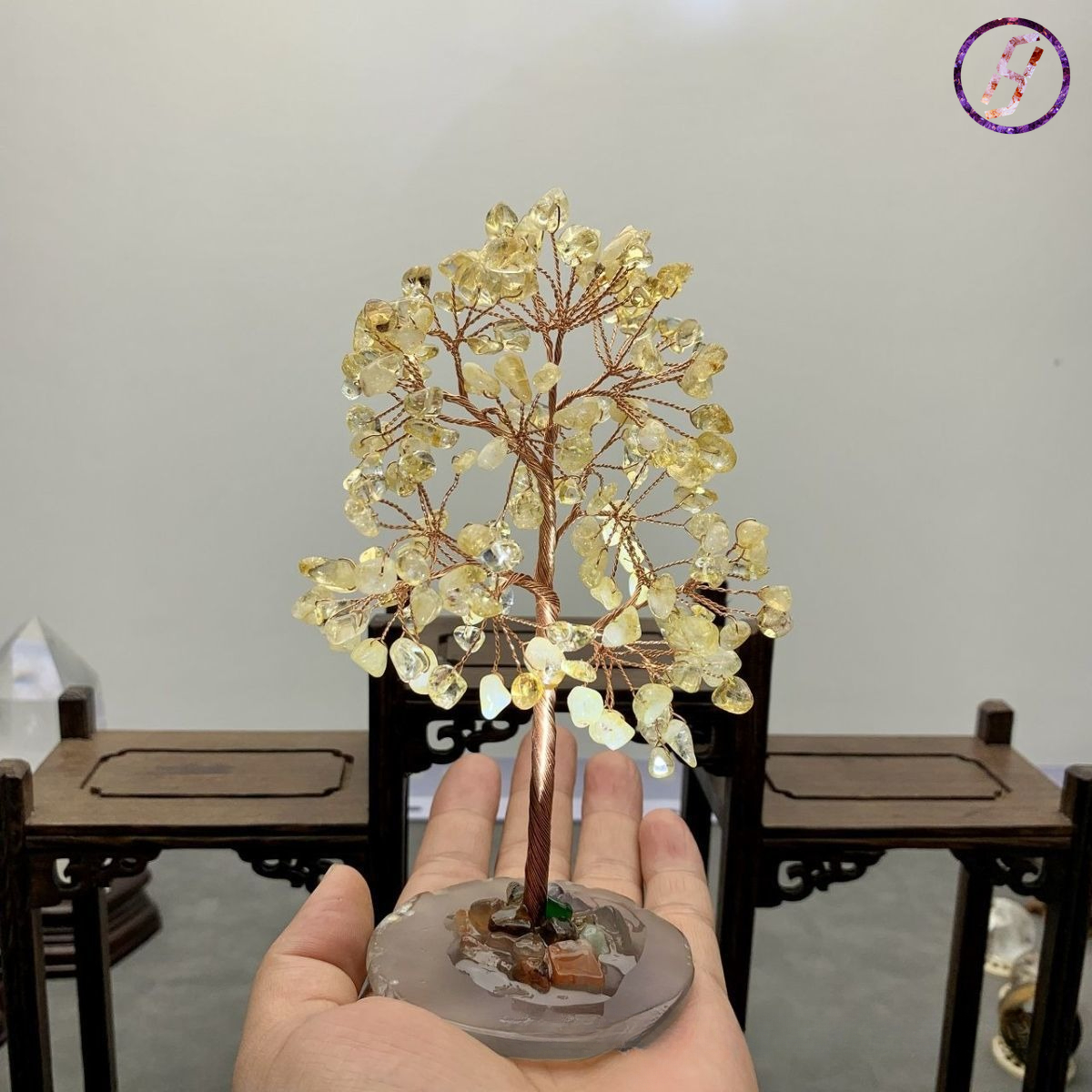 Natural Amethyst Geode Cluster Chakra Balancing Tree - Feng Shui Prosperity Tree Sculpture for Bioenergetic Space Optimization Feng Shui Money Tree