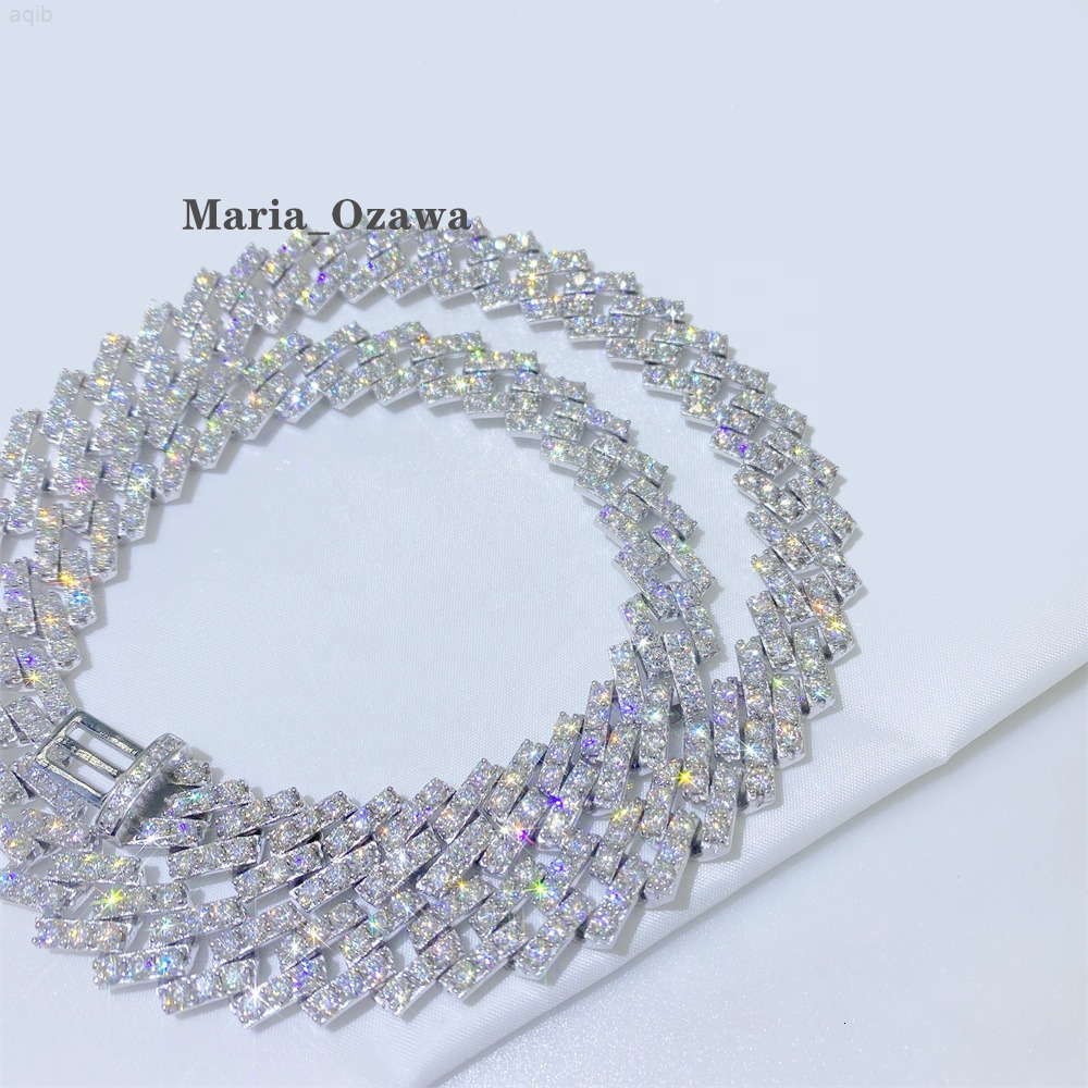 Pass Diamond Tester 13mm 22 14k 18k Gold Plated Big Iced Out Moissanite Miami Hip Hop Jewelry Cuban Link Chain
