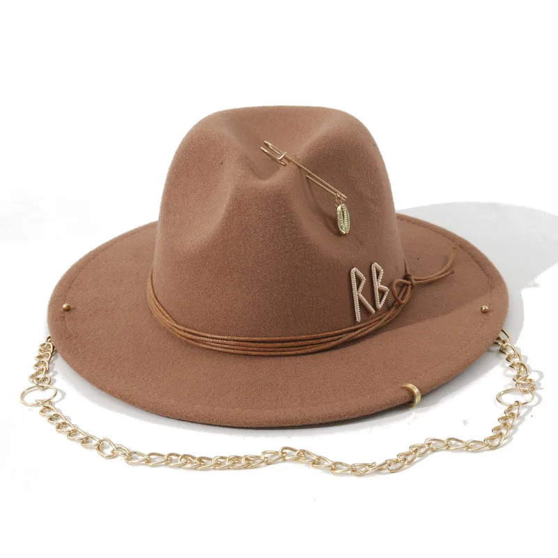 chain fedoras hats for women church hats ladies elegant wedding hat 250325