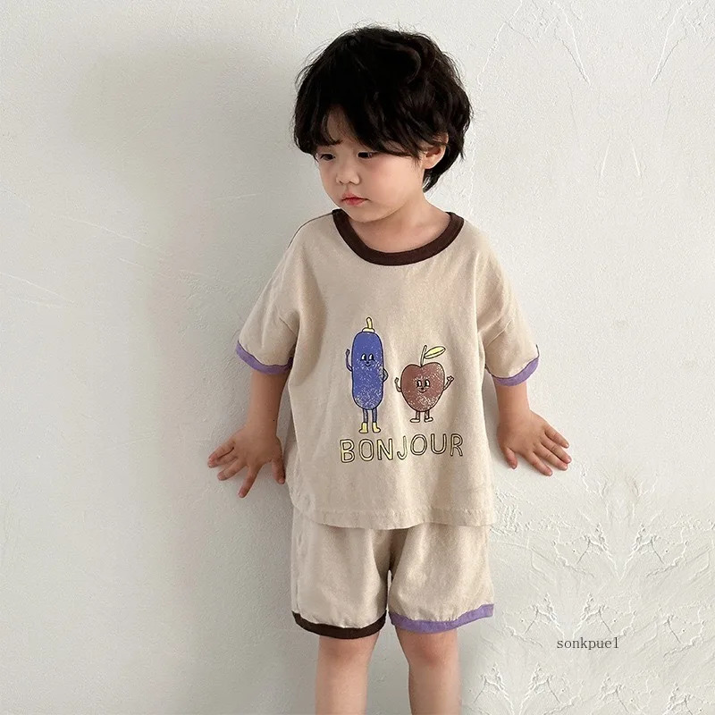 Summer Kids Clothing Set Short Sleeve T Shirt and Shorts 2 Pcs Boys Suit Casual Girls Clothes Set 250326