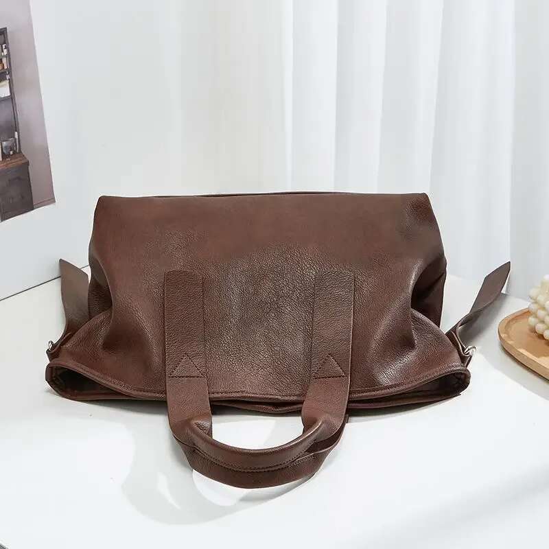 High Appearance Level Fashion Women's Large Capacity All-In-One Single Shoulder Crossbody Tote Retro Simple Dumpg Bag