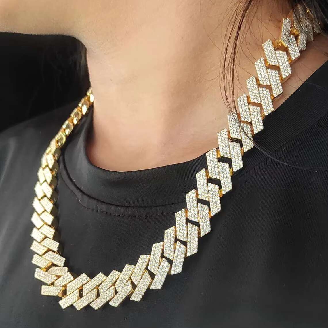 Handmade 16mm Sterling Silver VVS Moissanite Diamond Studded Iced Cuban Link Chain Men Women Hip Hop Jewelry Necklace Stylish