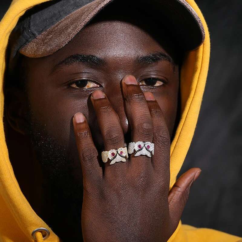 Custom owl Men Ring Moissanite 925 Silver Hip Hop Jewelry Unisex Classic Men Rings Rock Gift