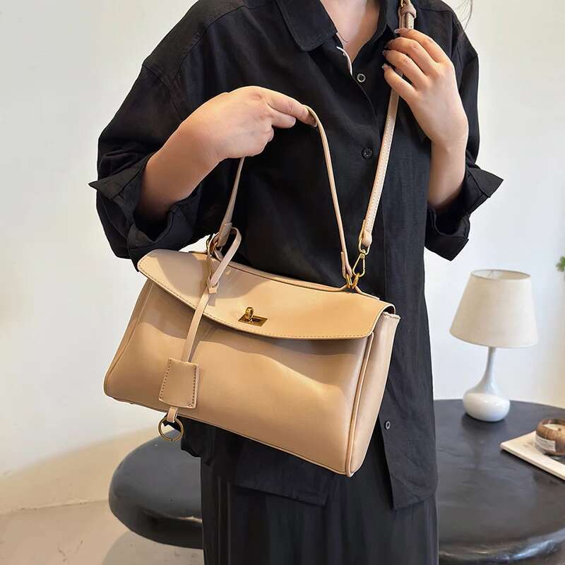 Lizzytsu Brand PU Solid Square Shoulder Fashion Crossbody Bags Women Retro Handbag Casual Korea Designer Tote Bag