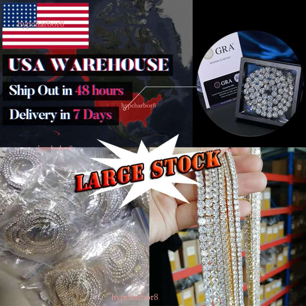 Bracelet Necklace Hip-Hop Tennis Sterg Sier VVS Dia Cluster Iced Out Cuban Chain For Men Women