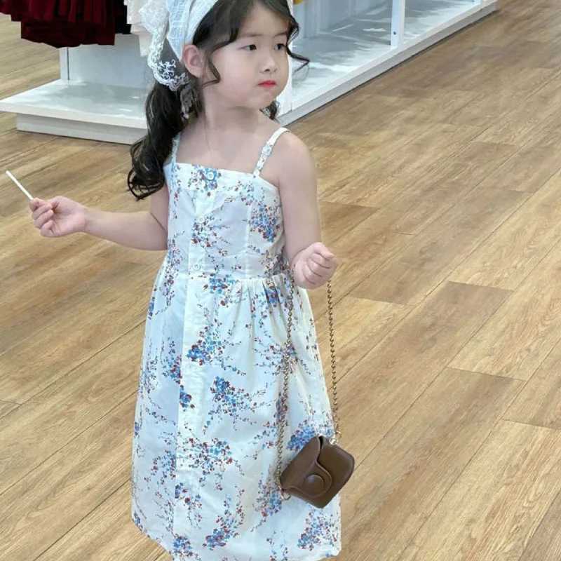 Baby girl summer dress new vacation sled beach Camisol dress childrens flower single chest seam fashionable childrens clothing W250326