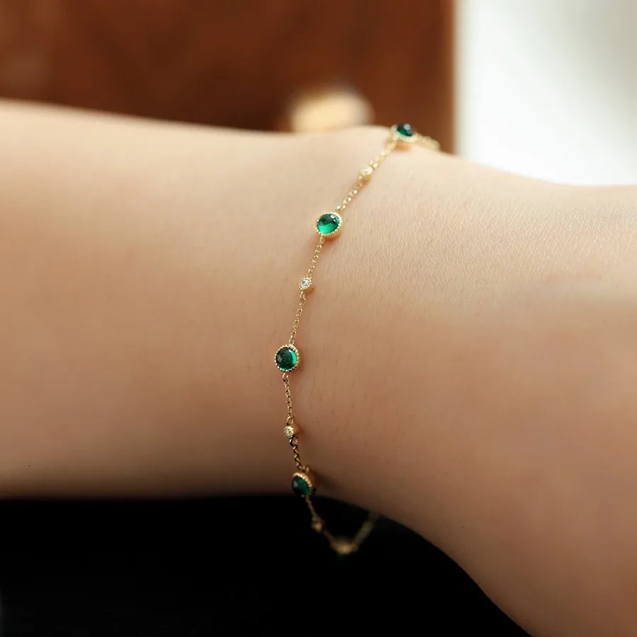CCFJOYAS 100% 925 sterling silver jadeite zircon bracelet for women 18k gold-plated exquisite chain bracelet gift 250326