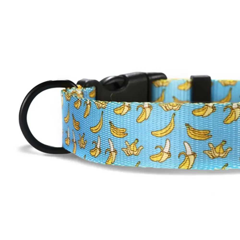Personalized pet collar customized name ID adjustable blue banana soft fiber cat and dog collar lead strap X250326