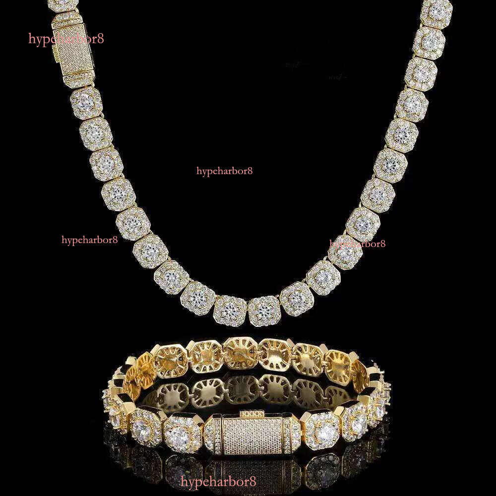 Necklace bracelet Moissanite Dia Custom Vvs Cuban k S Sier 10mm Large Tennis Chain Solid Back Hiphop