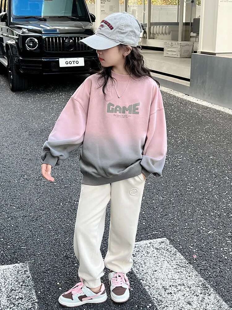 Ddmyshoesvip Girl Loose Pullover Hoodie Clothes For Teens Fashion Kids Sweatshirt Hoodies Casual Cool Years