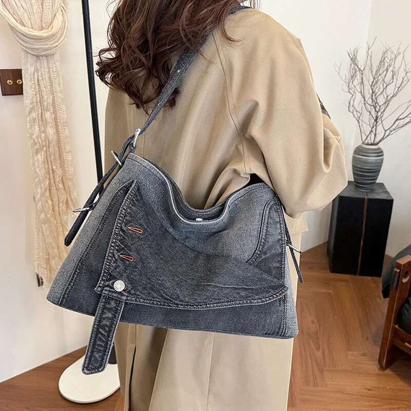 Denim Women New Fashion Casual Shoulder Bag Designer Large Capacity Tote Bag Female Handbags Class Commuting Crossbody Bags