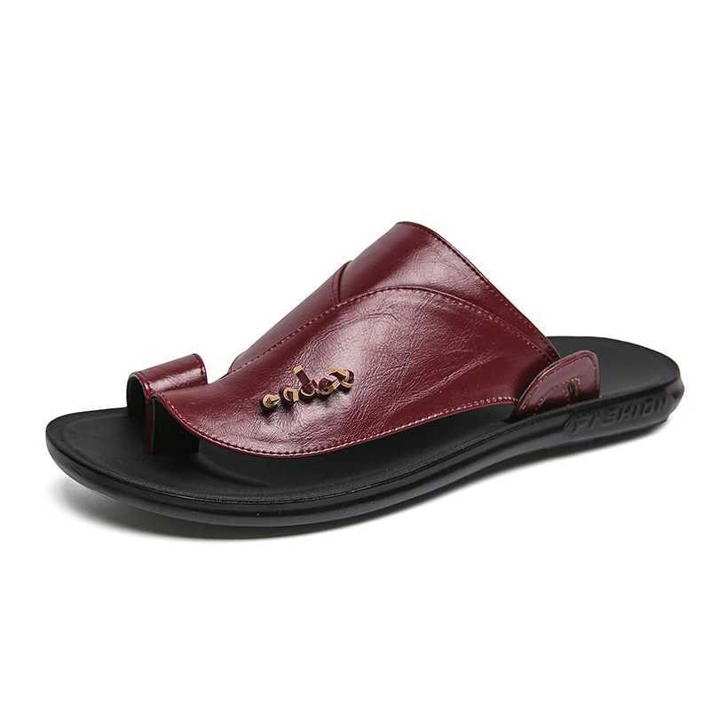 Mens Summer New Sandals and Slippers Mens Leather Sandals Adult Breathable Beach Shoes N-Slip Open Leather SandalsXJ250326
