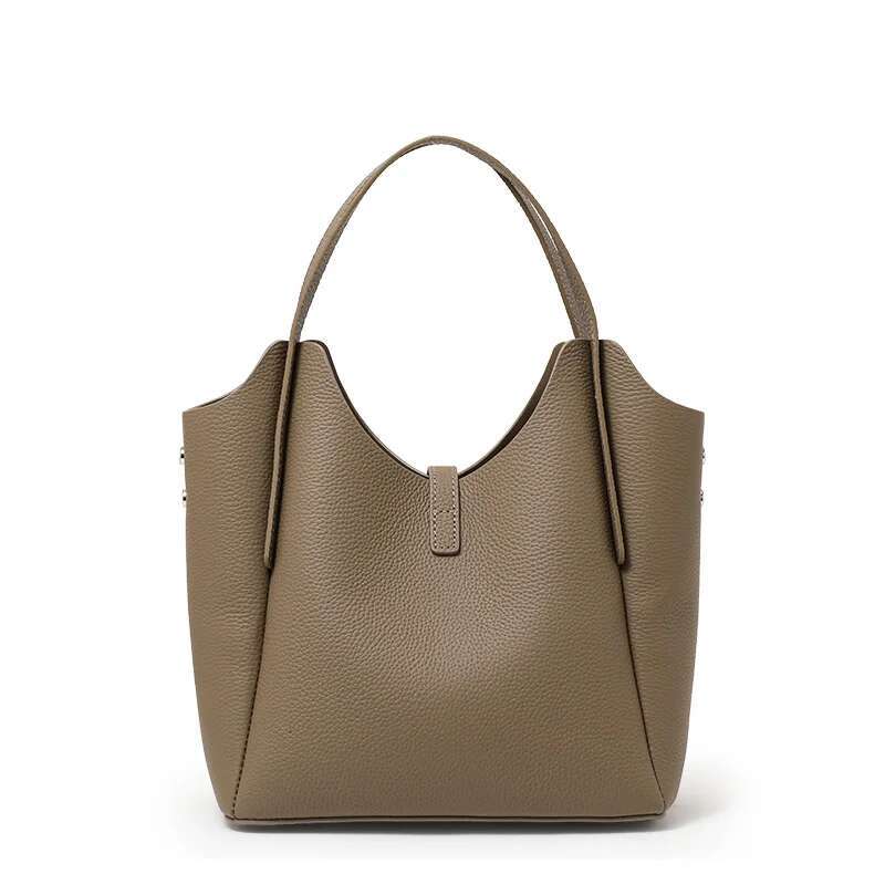 Aidan Ni First-Layer Cow Leather Large Capacity High-End Feeg Hand-Held Bucket 2025 New Vegetable Basket Shoulder Bag