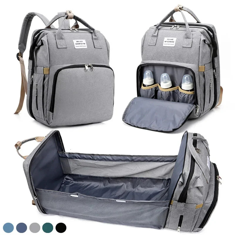 Mommy Diaper Bags Baby Bed Mother Large Capacity Nappy Milk Bottle Backpacks with Changing Mat Convenient Baby Nursing Bags 250325