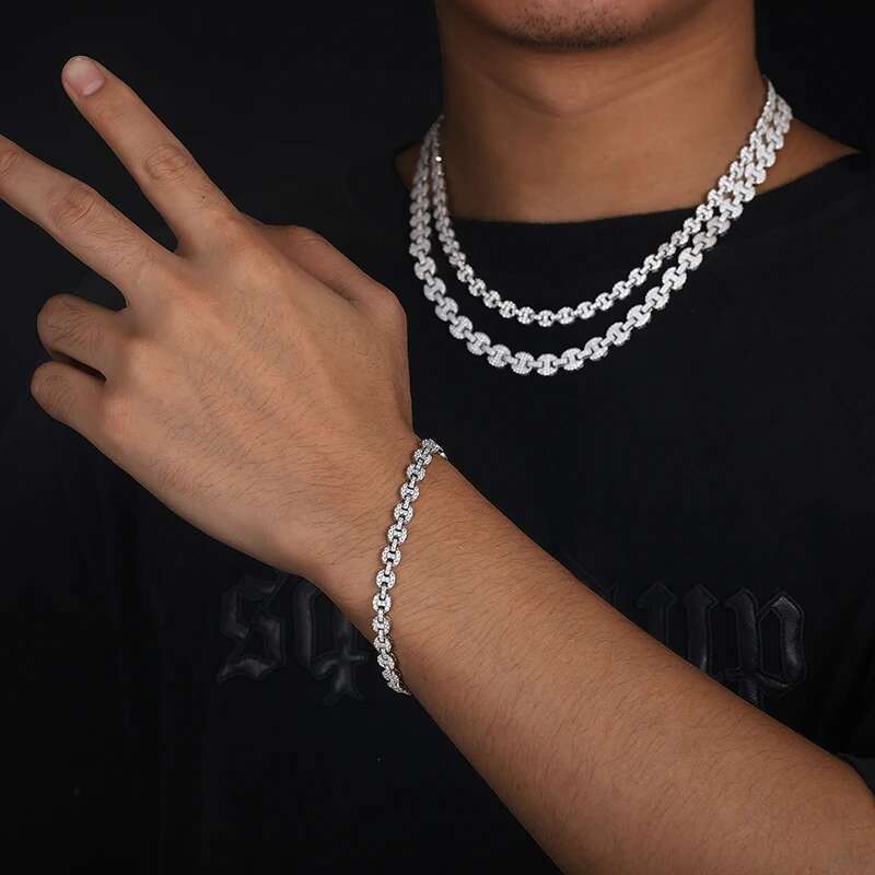 High Quality luxury Necklace Chain Cuban Mens Moissanite Necklace 925 Silver For Men Hip Hop Jewelry