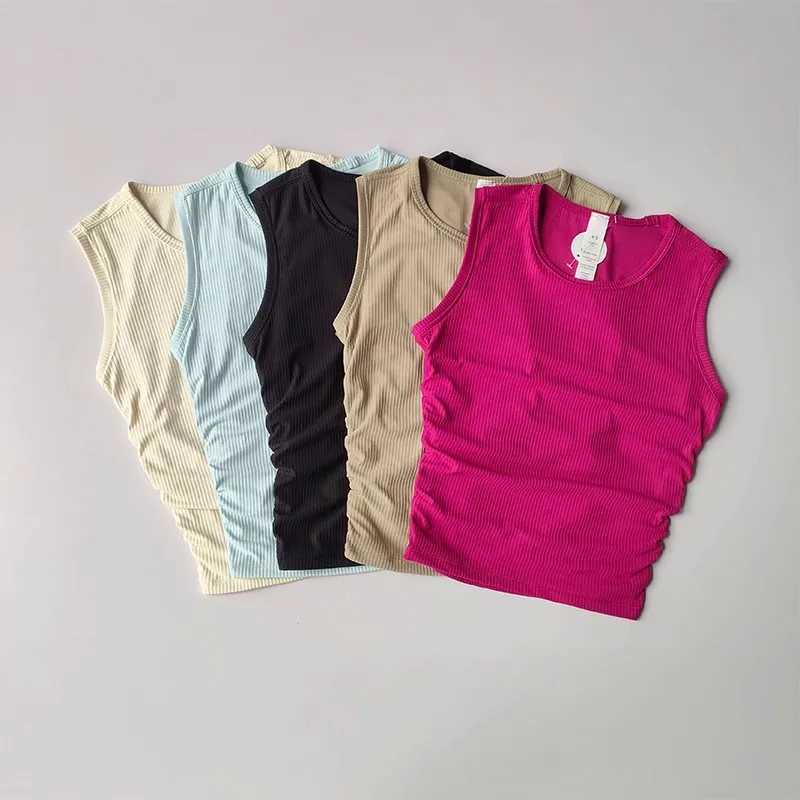 2024 Summer Womens Sports Tank Top Sleeveless Yoga Tank Top Ruffle Slim Fit Quick Drying Sports Top Running Shirt Fitness Top W250326