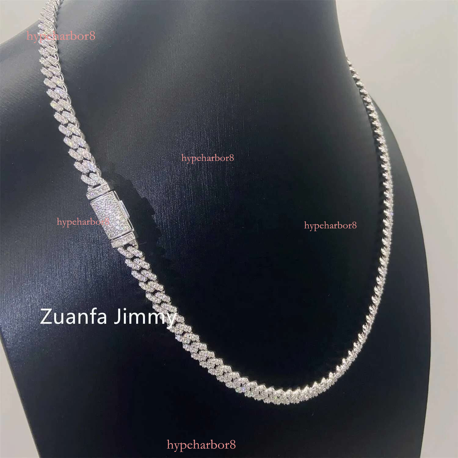 Pass Dia Tester Gra Certificates 6mm 8mm Width One Row Sterg Sier Vvs Moissanite Cuban k Chain Necklace