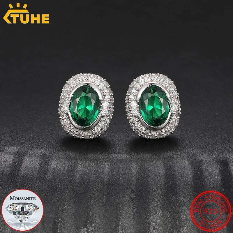 High Quanlity Color Earrings 100% 925 Silver For Men Full Iced Out Moissanite Hip Hop Charm Jewelry Anniversary Gifts