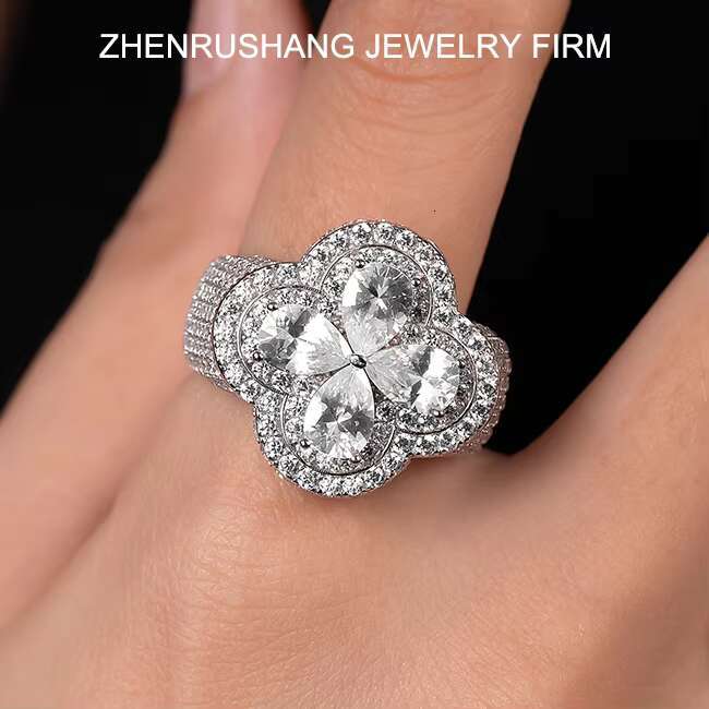 Hip Hop Custom Lab Diamond VVS Moissanite Iced out Cross Ring Sterling Silver Jewelry for Wedding Engagement or Gift