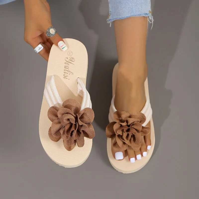 New summer slider outdoor beach flip cute flower bow decoration casual flat slider womens slider shoesXJ250326