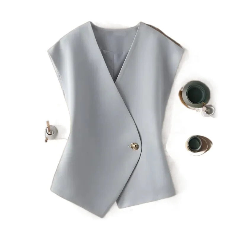Slim Fit Unisex Vest Outerwear Spring Autumn Fashionable Versatile Suit Style Irregular Small Size Friendly Clothing 250320