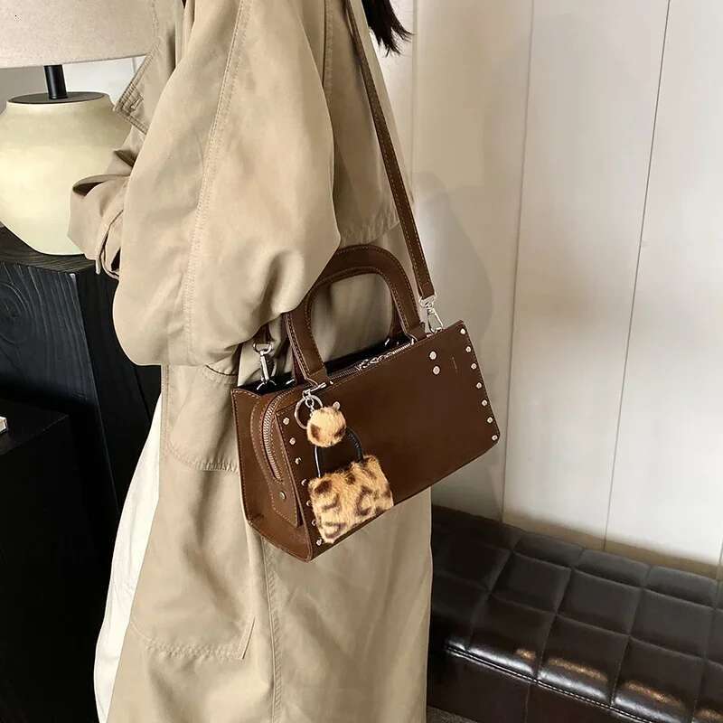 LEFTSIDE Studded Design Small PU Leather Square Shoulder Bags For Women 2024 Y2k Fashion Trend Underarm Bag Female Handbags