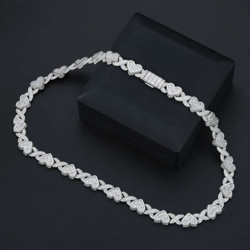 TUHE Hip Hop Unisex High Quality VVS1 Moissanite Heart Necklace 925 Silver For Men Hip Hop Jewelry