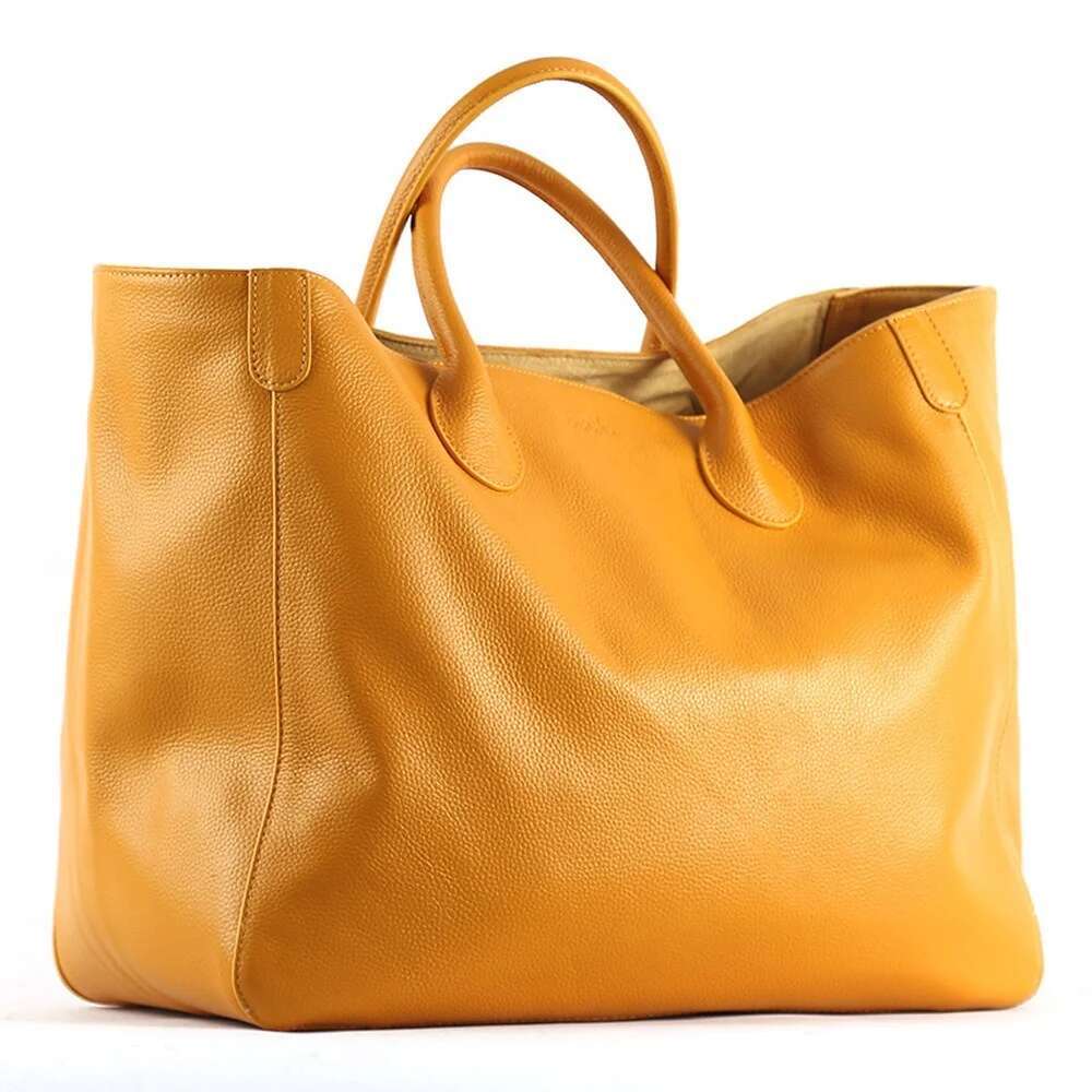 Motingsome 41Cm Women Tote 100% Natural Top Cow Hide Leather Handbag Lady Brown Bucket Bag Daily 2023 New