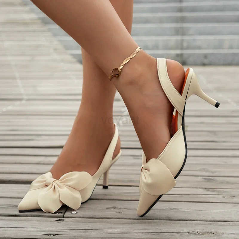 Sandals Summer Wen Luxury Brand High H Sandalias Sexy Pointed Toe Slip on Bow Casual Shoes Off High H Wen Sandals Z250326