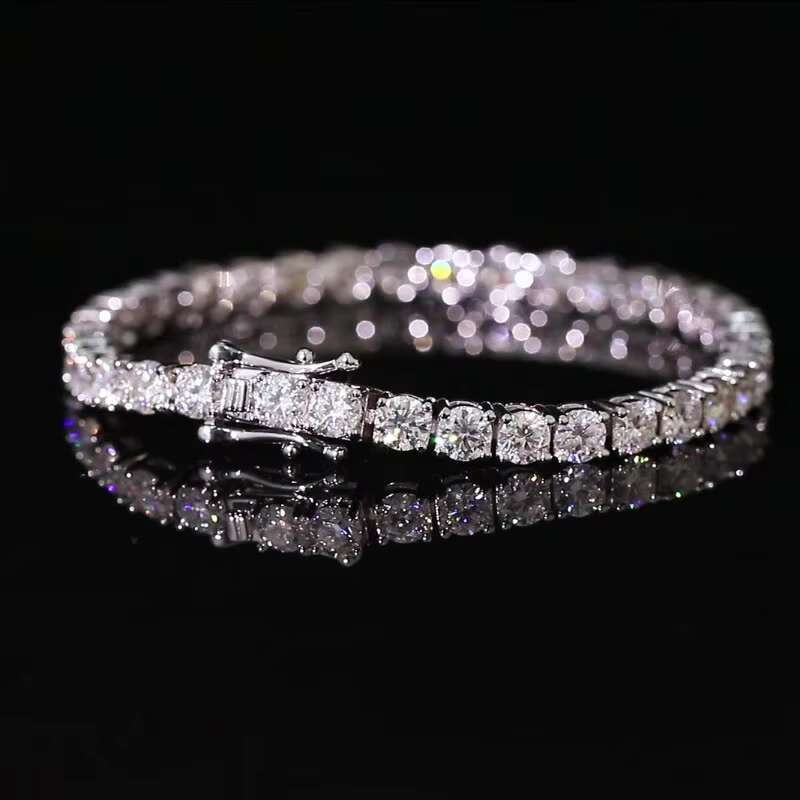Factory Direct 925 Silver Iced VVS Moissanite Diamond Tennis Bracelet Fashionable 925 Silver Iced VVS Moissanite Bracelet