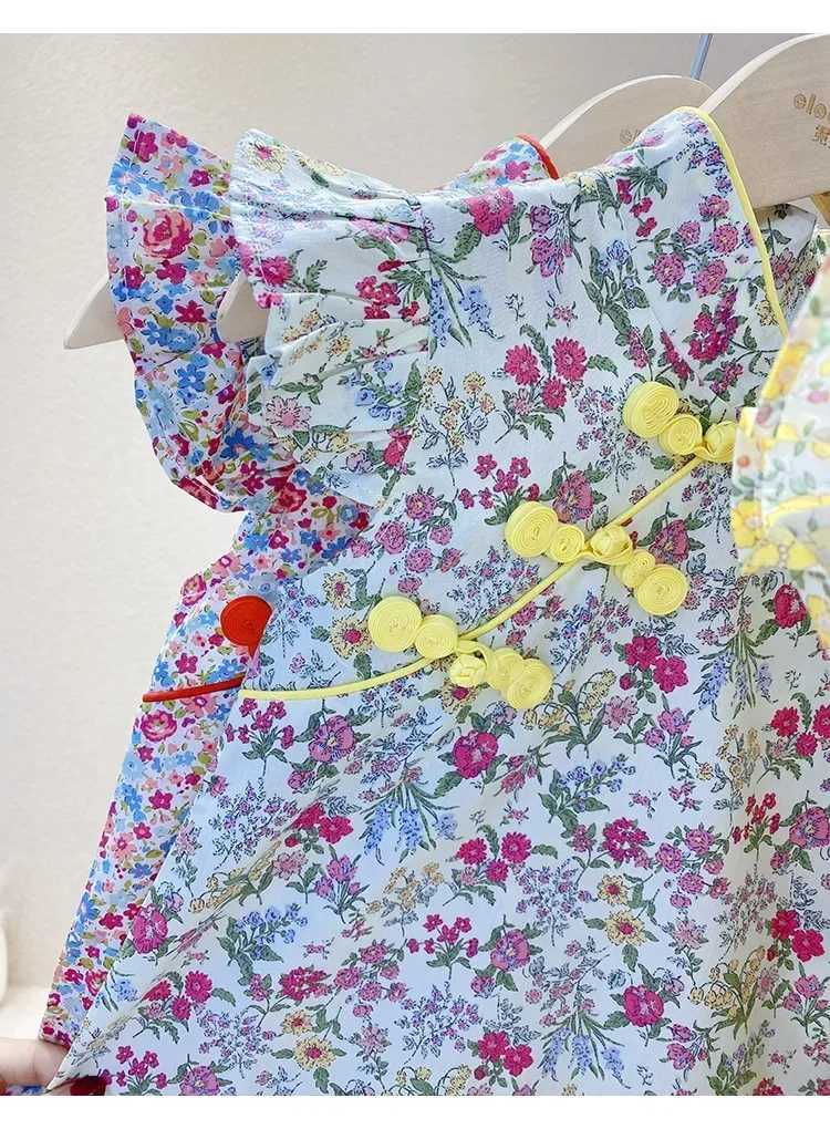 Girl Summer Dress Cheongsam Childrens Dresses Vestidos Kids Clothes Fashion Baby Chinese Qipao Modern Hanfu Girls Tang Sle W250326