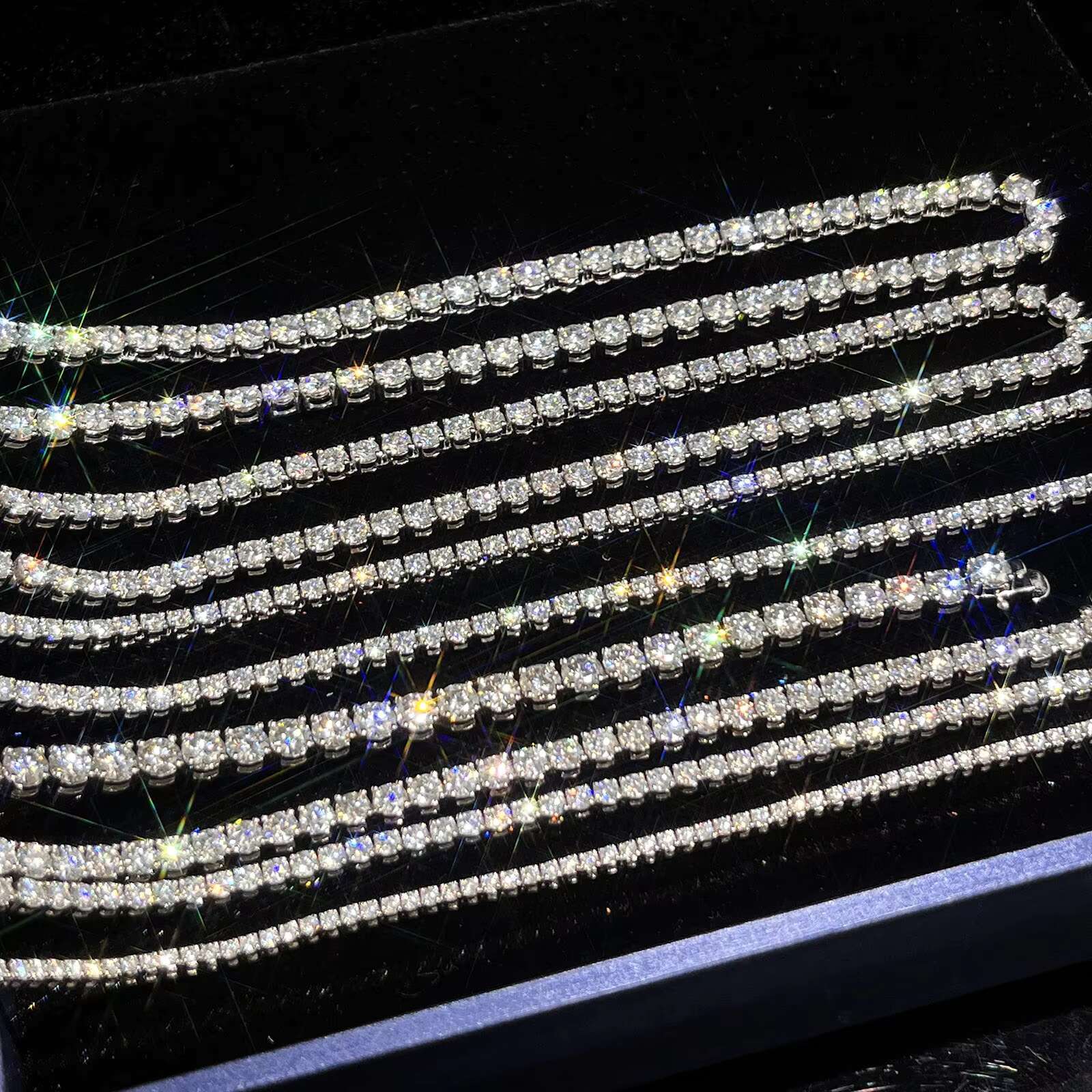 Ready to Ship Moissanite Chain 925 Silver 3mm Tennis Chain Vvs Moissanite 6-9 Inch Tennis Bracelet Iced Out Jewelry Hiphop Man