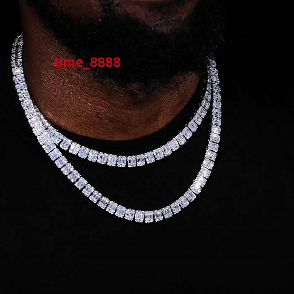 Moissanite VVS D Hip Hop Jewelry Fashion 925 Sliver Men Women Ice Out Zircon Diamonds Cuban Link Chain Choker Unisex Necklace