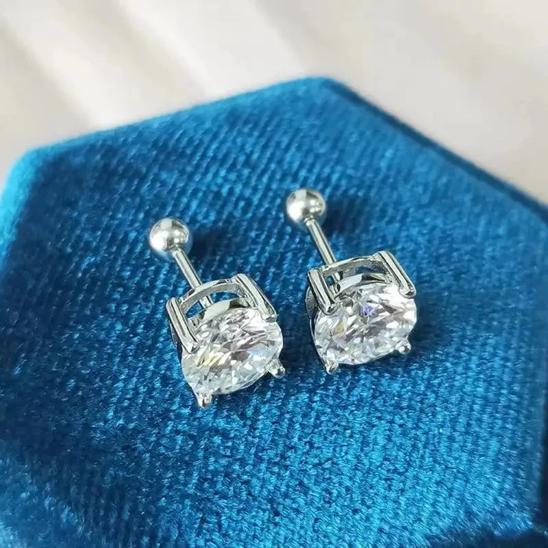 GRA Stud Earrings 925 Sterling Silver Lab Diamond Mossanite Earring for Women Men Lover Ear Stud 1ct 2ct 250318