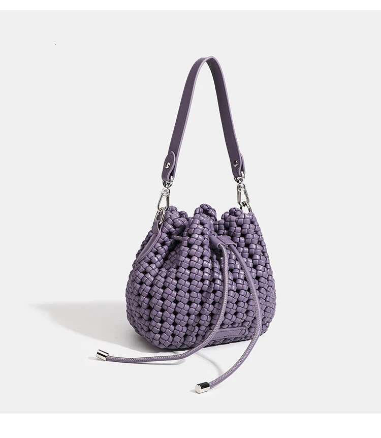 Women's Bags Bucket Bags With Leather Handles Large Cross PU Woven Tote Bag Branded Aesthetic Sier Women's Bags