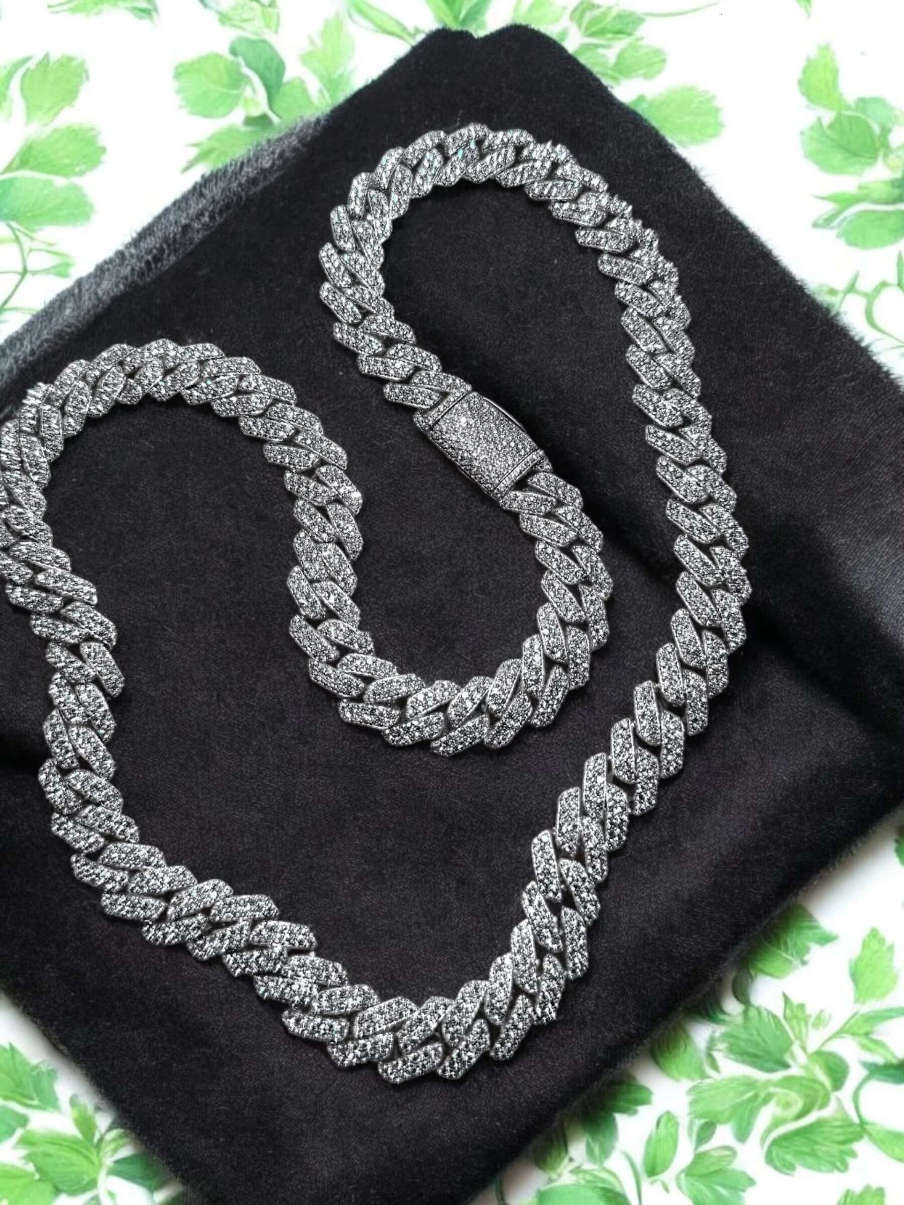 VVS Moissanite Cuban Link Chains 8-18mm Width 14-24 Inch Length Iced Hip Hop Jewelry Bracelet Pendants Charms